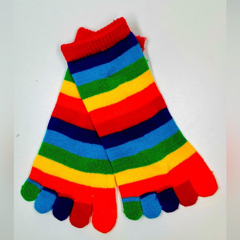3 pair of Rainbow toe socks ankle fit